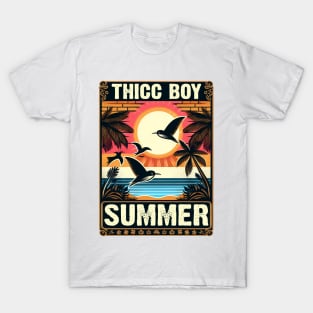 Tropical Thicc Boy Summer with Palm Tree Sunset T-Shirt